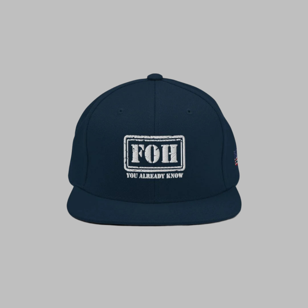 FOH Navy W snapback cap